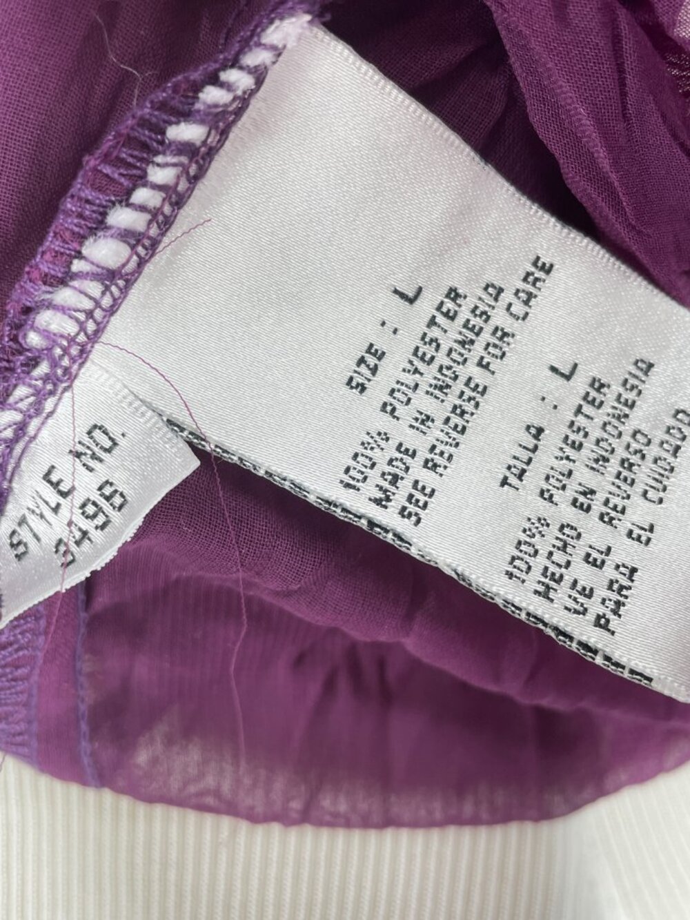 Vintage Dress-U Plum Purple Crinkle Blouse Bell Sleeve Whimsigoth Large - Picture 8 of 8